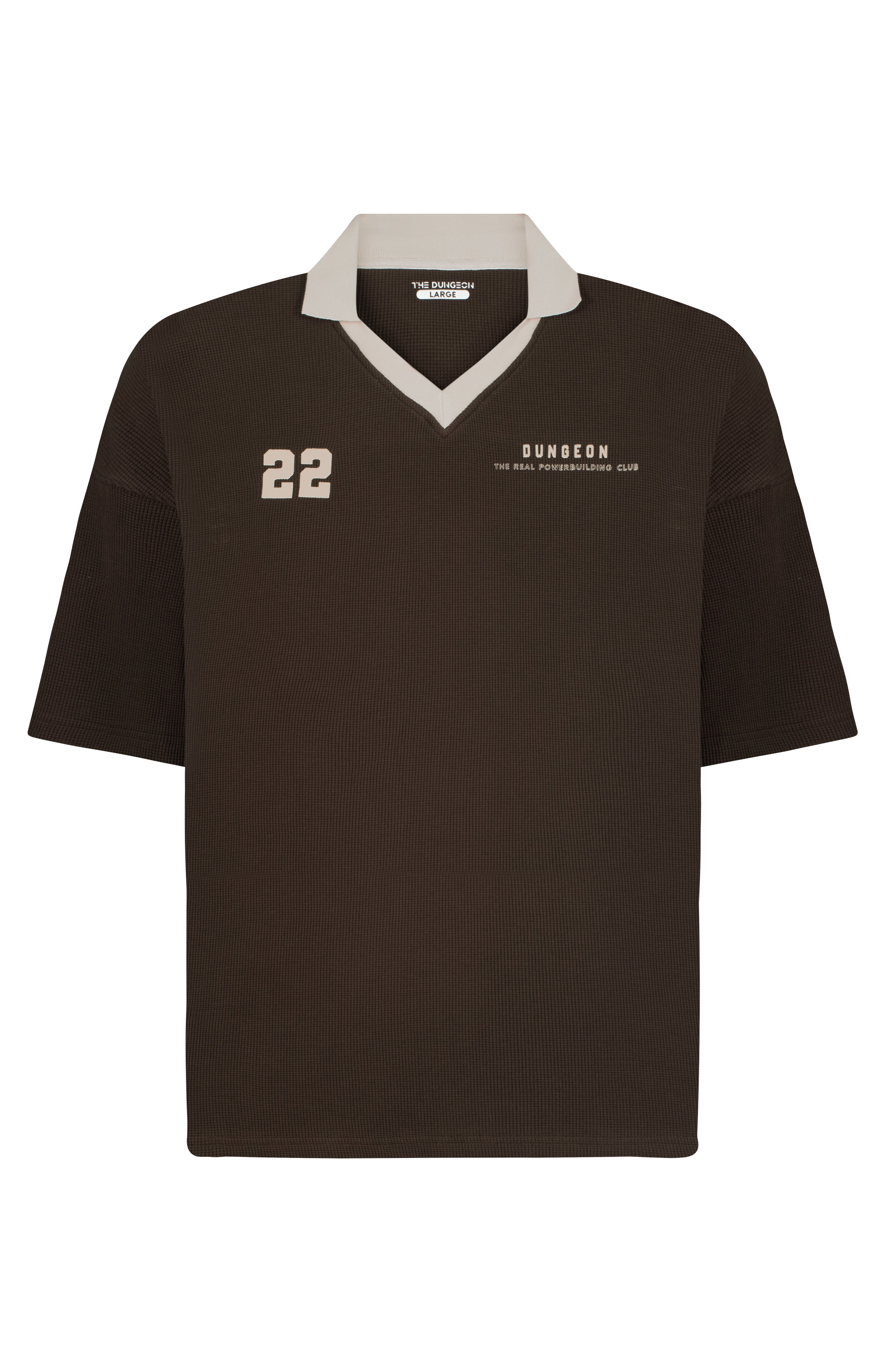 Black sports jersey with number 22 and text on a white background