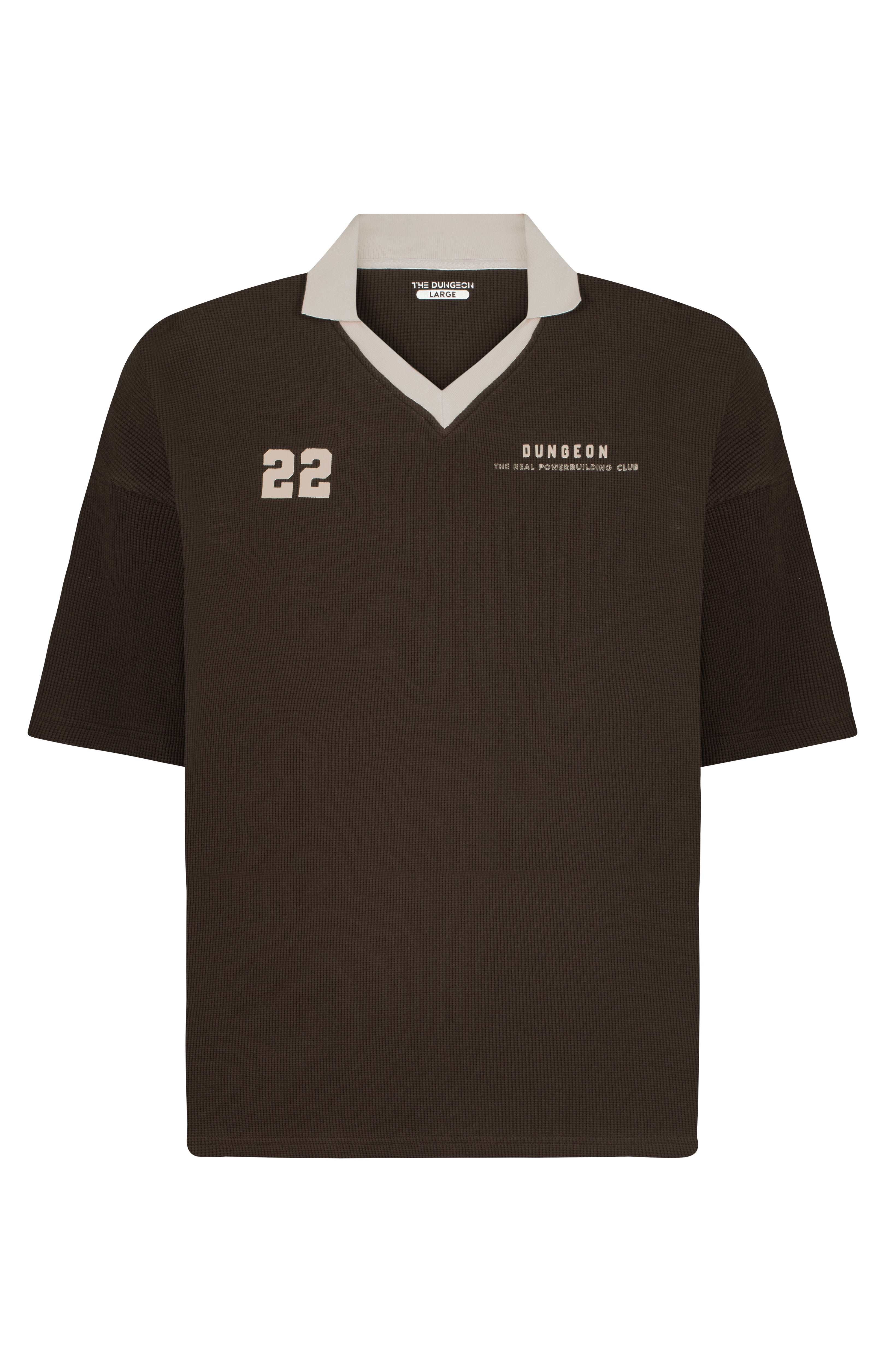 Black sports jersey with number 22 and text on a white background